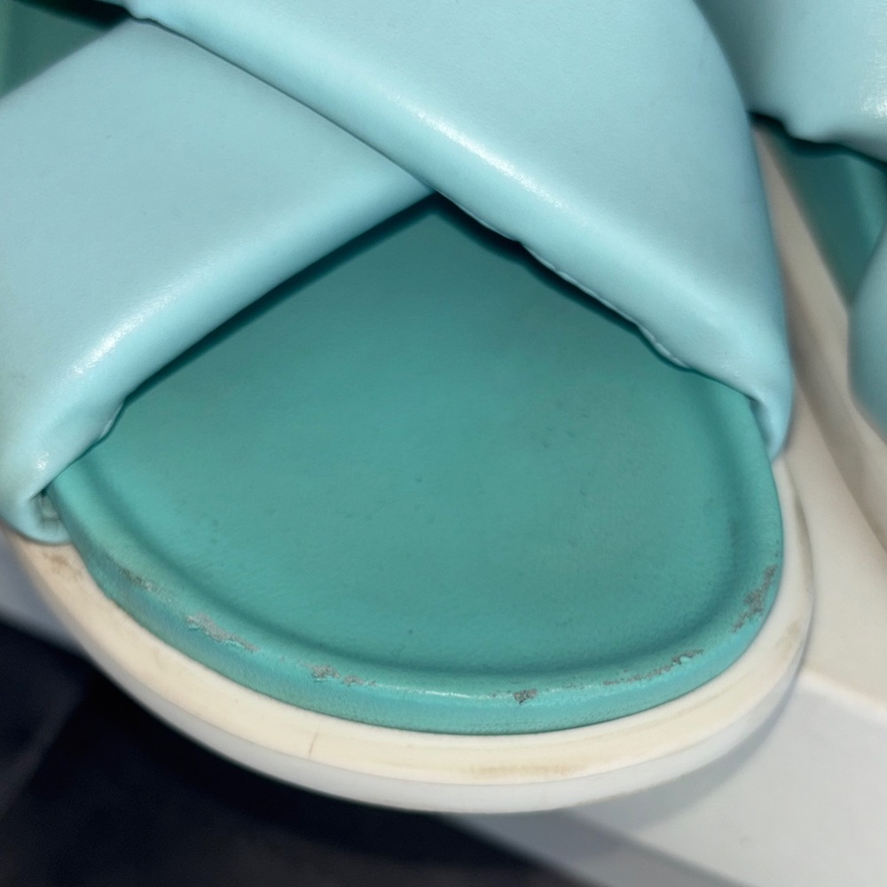 Girls Marni Aqua Blue Cross Strap Puff Sandals - Picture 2 of 8